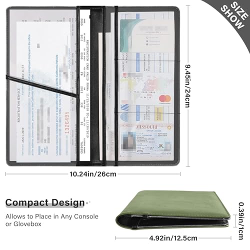 Organizador para documentos de cuero verde miniatura 3