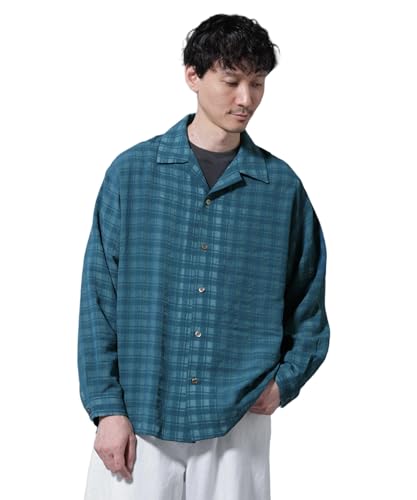 [ナノ・ユニバース] シースルー チェック シャツ 長袖 メンズ L 110 ブルー 668-5220201