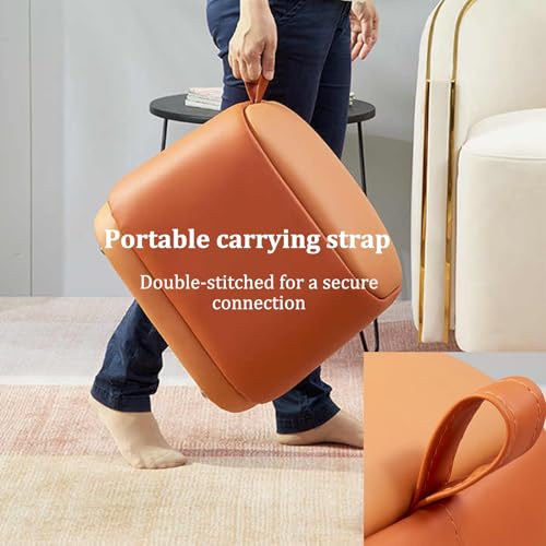Petit tabouret en cuir pour salon | Pouf moderne de canapé - 5