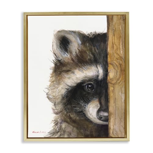 Detailed Raccoon Portrait Woodland, 25 x 31 Inch Canvas in Floater Frame