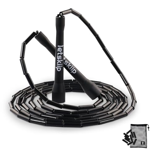 Letskiip Classic Beaded Jump Rope for Beginners & Adults - Tangle-Free Segmented PP Skipping Rope...