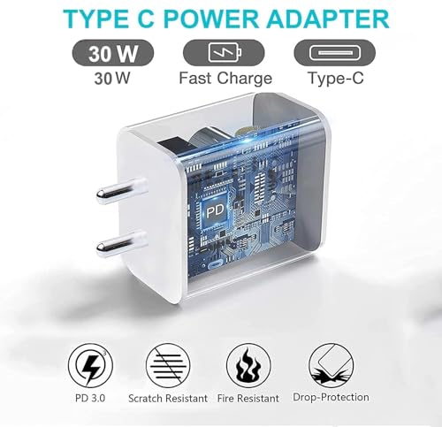 Image of 30W Type C Fast Charger Adapter | USB C to C Port Android Phone Wall Charging Compatible with Google Pixel 9 Pro | Pixel 9 | Pixel 8 Pro /8 /8a | Pixel 7 Pro /7 /7a | Pixel 6 Pro /6 /6a | [ Adapter Cable ]