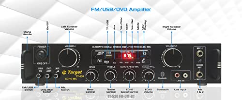 TARGET - TT - 530 HIFI STEREO AMPLIFIER DIGITAL TECH RMS 80 WATTS WITH USB,AUX,MIC,BLUTHOOTH,AV,2RC-BUILT IN BLUTHOOTH WITH 4440 DOUBLE IC CIRCUIT POWER AV AMPLIFIER PERFECT FOR HOME AND OUTDOOR