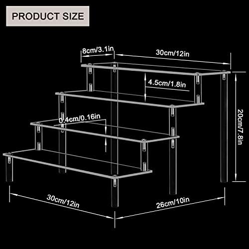 Acrylic Riser Clear Display Risers Stand Cologne Organizer Acrylic Shelves 4 Tier Shelf for Amiibo Funko Figures Toys Cupcake Food Desserts Perfume Collection Cosmetic Jewelry Makeup Product(2 PACKS)