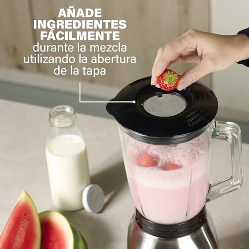 Princess 212091 Batidora de vaso de acero inoxidable, Cuatro ajustes de velocidad, función de pulso, 1,5 L, 6 cuchillas de acero inoxidable, 1000 W - imagen 5