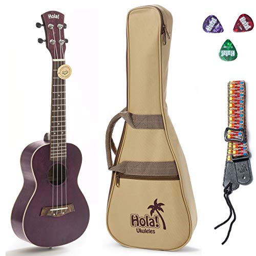 Concert Ukulele Bundle, Deluxe Series by Hola! Music (Model HM-124PP+), Bundle Includes: 24