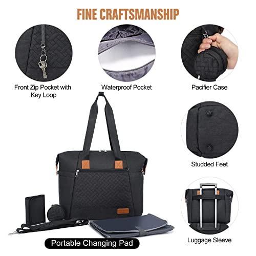 Lovevook Diaper Bag Tote, Large Baby Tote Bag, Travel Diaper Tote For Mom And Dad With Changing Pad And First Aid Bag, Dark Gray #TOP4