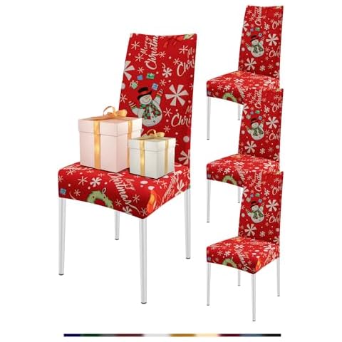 FIGOOO Housse de Chaise Noël 4 Pièces Cover
