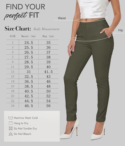 Image of Hybrid & Company Women's Work Chino Pants | Super comfy stretch fabric, flat front design, tailored fit, suitable for office, work, casual wear, and everyday comfort