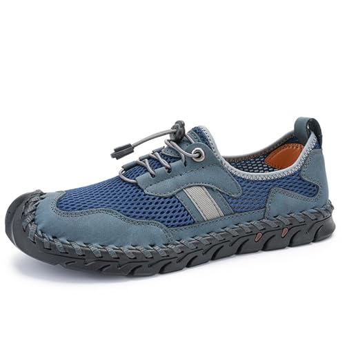 Zapatillas de trekking para hombre, impermeables, para exteriores, pies anchos, para montañas, antideslizantes, para senderismo, transpirables, para caminar, 011 azul, 41 EU