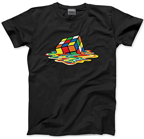 Melting 80's Puzzle Cube Art Men's T-Shirt Fun Retro Tee - XXL Black