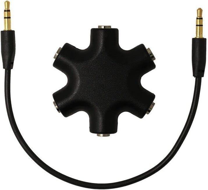 Séparateur Audio 5 Ports 3,5 Mm - Partage Casque Sur Smartphone, PC - Câble 23 Cm - Noir