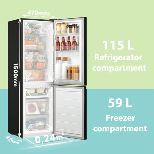 COMFEE' RCB169BL2UK(E) 174 Litre Freestanding Fridge Freezer, Low Frost, Adjustable thermostat, Energy Saving LED lights, Reversible Door Hinge, Low Noise- Black - Image 3