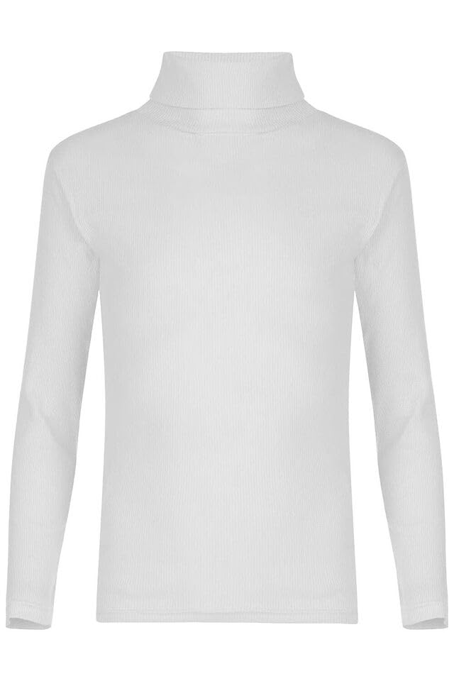 Kids Unisex Girls Boys Rib Polo Neck Top Turtle Neck Long Sleeve Rib Tops Size 5/6 7/8 9/10 11/12 & 13 Years