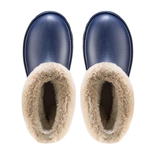 ESTRO Warme Gummistiefel Damen Gefüttert - Gummistiefel Gefüttert Damen Wasserdicht Winterschuhe F115 (38 EU, Dunkelblau)