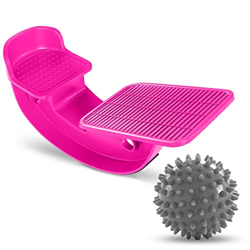 proheal pink plantar fasciitis relief foot rocker - calf stretcher with spiked ball massager - achilles tendonitis calf, foot, heel, and ankle stretcher - lower leg pain relief