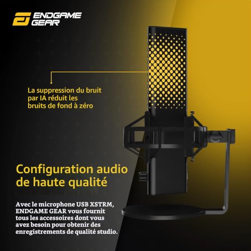 ENDGAME GEAR XSTRM Microphone USB PC Échantillonnage 192kHz 24bit de qualité Studio, Microphone Externe à réduction de Bruit IA et directivité cardioïde (Noir) – vue 4