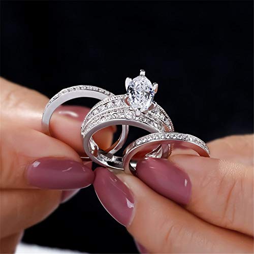 Jeulia 2 Carat 3Pc Wedding Ring Set For Women Marquise Cut Cz Engagement Rings Sterling Silver Oval Cubic Zirconia Bridal Set Solitaire Diamond Anniversary Promise Rings For Her With Jewelry Box #TOP2
