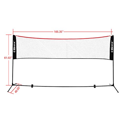 Ollieroo Portable Badminton Net Set with Stand and Carry Bag - Easy Setup PE Sports Net with Poles - for Indoor or Outdoor Court, Beach, Driveway, 10ft - Thumbnail 4