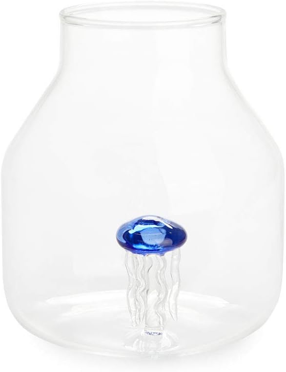 Balvi Vase Blue colour Vase medusa glass conical inside Original decorative vase of flowers Borosilicate 15x13x13 cm