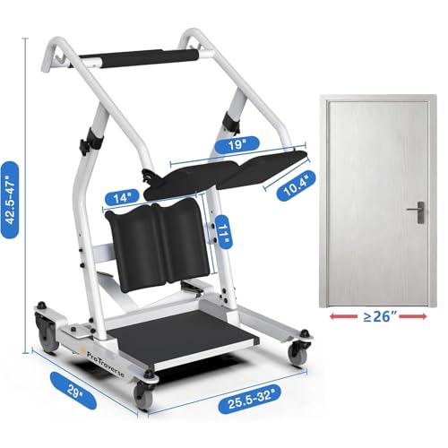 ProTraverse Stand Assist Lift – Sit to Stand Patient Transfer Chair for Elderly & Disabled, 400 lbs Capacity Lift Aid with Adjustable Height – Home & Nursing Care Mobility Support,Black - Thumbnail 3