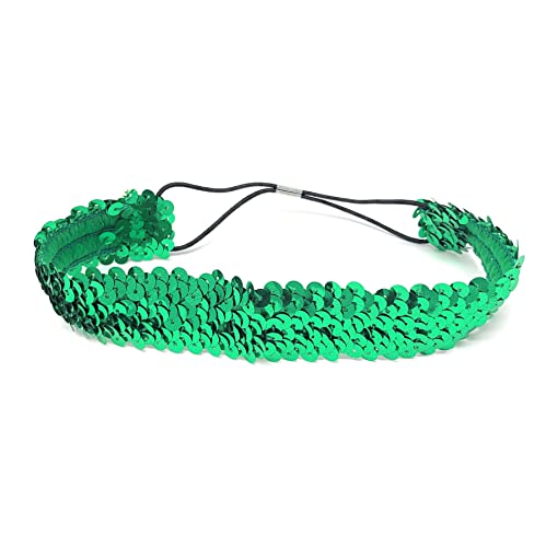 Diadema para vestido de lujo de poliéster con lentejuelas verdes para mujer 38 x 3 cm