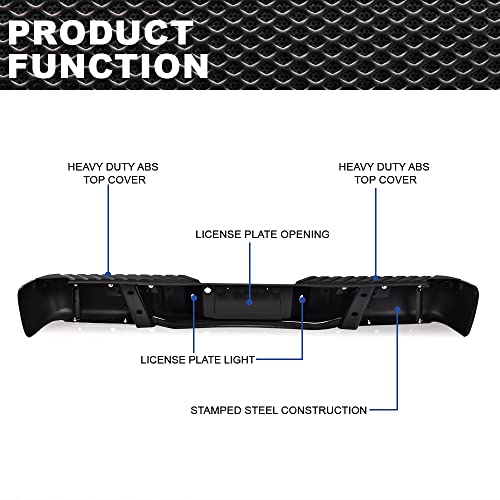 PIT66 Rear Bumper, Compatible with 09-14 Ford F-150 Complete Rear Steel Bumper Assembly Black - Thumbnail 4