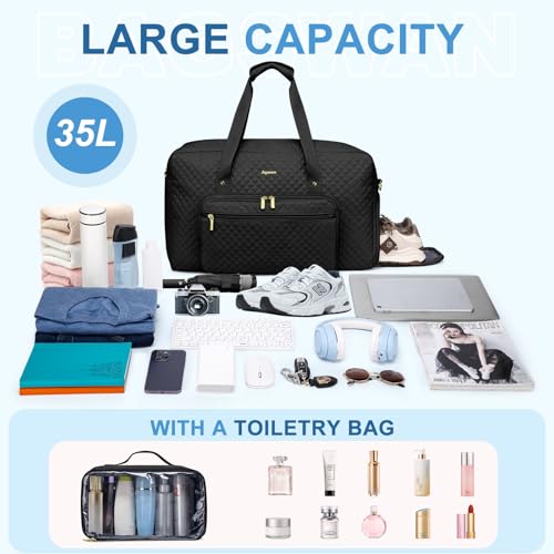 Large Weekender Travel Duffle Bag - With Shoe Compartment Weekender Bags for Womens Carry on Overnight Bag with Toiletry Bag Gym Duffel Bags with Wet Pocket Hospital Bags for Women Labor and Delivery3