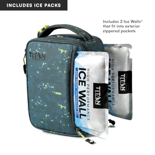 Image of Titan by Arctic Zone Fridge Cold Lunch Box with 2 Gel Ice Packs, Small Insulated Cooler Bag with Leak Proof Lining for School and Work, Pixel Camo