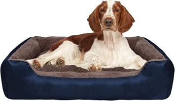 PetLux Dog Beds Large Washable Pet Basket Orthopedic Kennel Bed for Large Dogs Deluxe Fleece Cushion Blanket Beds. (XL, Navy Blue)