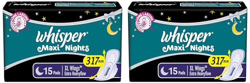 Image of Whisper Maxi Nights Sanitary Pads for Women, XL, Pack of 30 Napkins