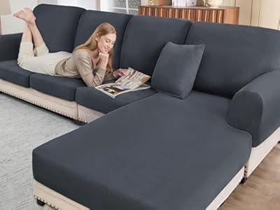 BT.WA Sectional Couch Covers for Sofa Cushion L Shaped Couch Cover Washable Soft Couch Cushion Covers Stretch Sofa Slipcovers with 2 Pcs Pillowcases(3-Piece 2 Seater + 1 Chaise, Dark Grey)