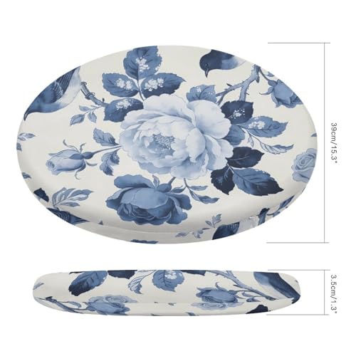 Cojín de silla circular suave para terraza y cocina con estampado azul 3