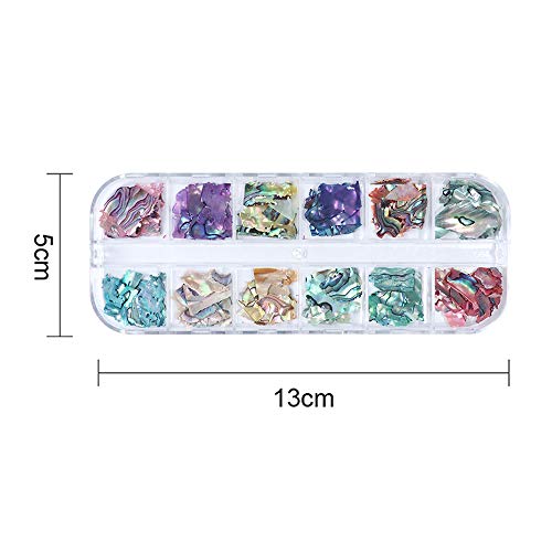 12 Colors 3D Irregular Nail Art Abalone Seashell Slices, Torokom Nail Art Shell Piece Irregular Nail Art Decorations Colorful Manicure Uv Gel Flake Mermaid Nail Sequins(Transparent, 1 Box) #TOP6