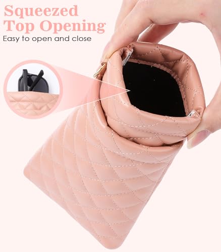 Image of MoKo Squeeze Top Glasses Pouch, Portable Leather Soft Sunglasses Case Anti-Scratch Eyeglasses Bag Goggles Sleeve