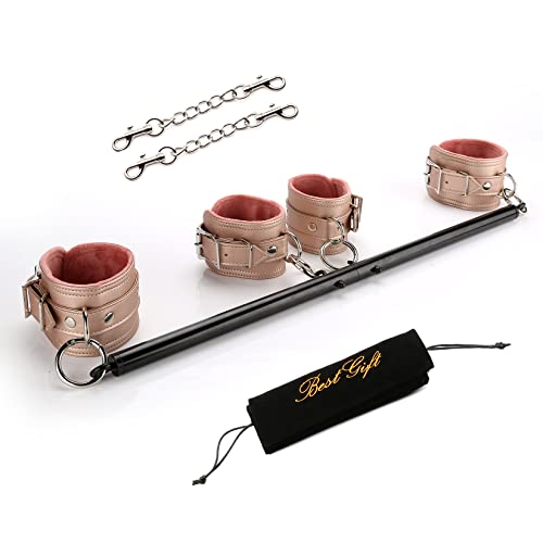 Black Spreader Pilates Exercise bar, Restore Pilates Bar with 4 Adjustable Strap, Exercise Guide, Home Yoga Training Fitness Gear, Stretching Exercise Tools (Black+Pink)