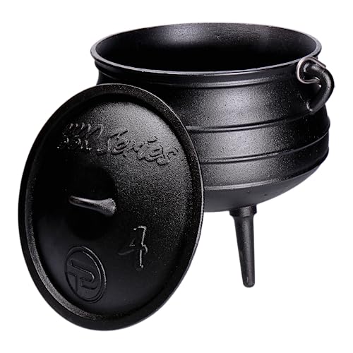 TP BBQ Potjie Marmite en fonte sud-africaine avec couvercle et pieds, marmite à trois pieds pour...