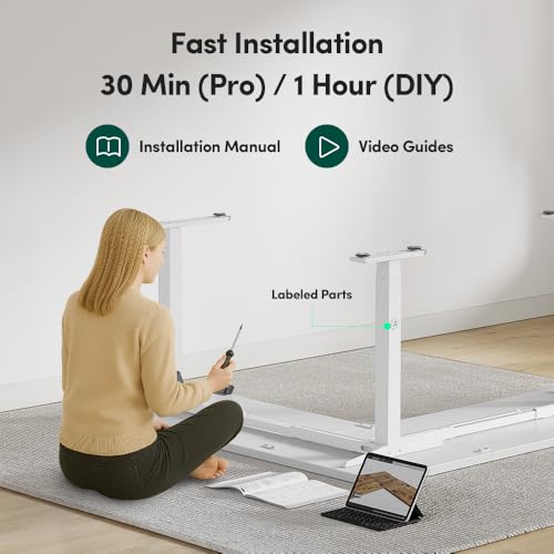 Image of FEZIBO 75x63 L Shaped Standing Desk, Electric Height Adjustable L Shaped Desk, Suitable for Home Office, White