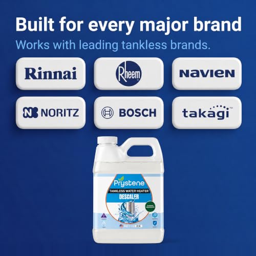 Image of Tankless Water Heater Descaler Liquid 32 Oz - Removes Limescale, Restores Hot Water Pressure and Heating Efficiency - Food Grade Citric and Lactic Acid - Made in USA
