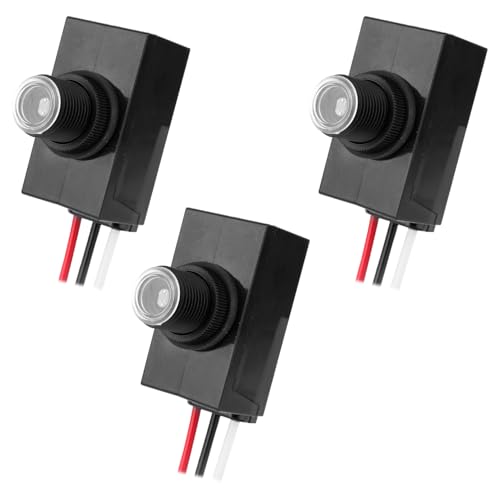 3pcs Dusk to Dawn Sensor for Outdoor Lighting, 100-277V Weatherproof Photoelectric Switch Photocell Light Sensor for Most Outdoor Lamp Fixtures Bulbs Security Lights Easy Install