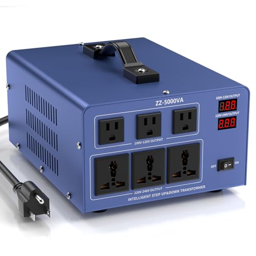 5000W Voltage Converter Transformer Step Up/Down 110V/120V to 220V/240V, Auto Voltage Recognition, Heavy Duty Power Converter with 6 Outlets, LCD Display & Circuit Breaker for Home, International Use by ROARBATT - Used condition - US$139.38