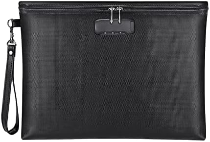 Fireproof Document Bag with Lock, ZOOPIP 14.3"x10.2" Fireproof and Waterproof Money Bag with Zipper Closure, Storage Pouch for A4 Letter Size Document, Cash, Cell Phone, Tablet, Credit Card,Passport