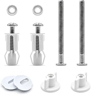 Skyzone Toilet Seat Fittings,2 Pairs Universal Toilet Seats Screws and Bolts Toilet Seat Hinges Bolt Nut Expanding Rubber Top Nuts Screws Toilet Seat Fixing Kit for Toilet Covers Replacement