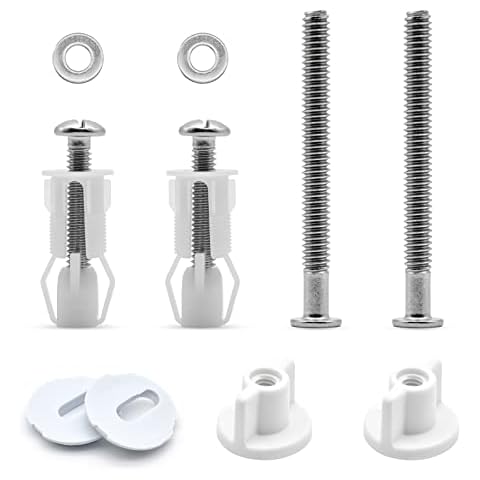 Skyzone Toilet Seat Fittings,2 Pairs Universal Toilet Seats Screws and Bolts Toilet Seat Hinges Bolt Nut Expanding Rubber Top Nuts Screws Toilet Seat Fixing Kit for Toilet Covers Replacement Cover