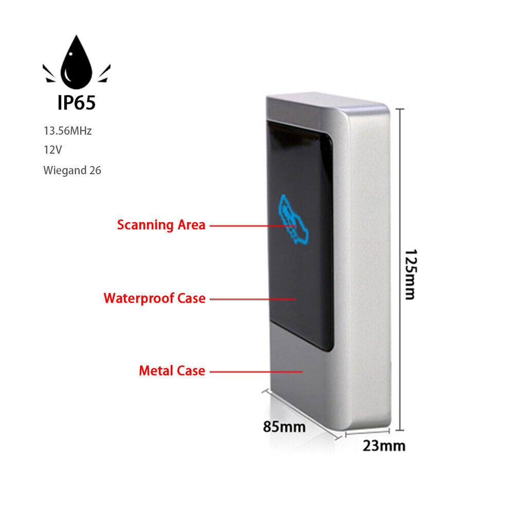 Lector de tarjetas de control de acceso RFID WG26 impermeable S50 13,56 MHz con carcasa metálica