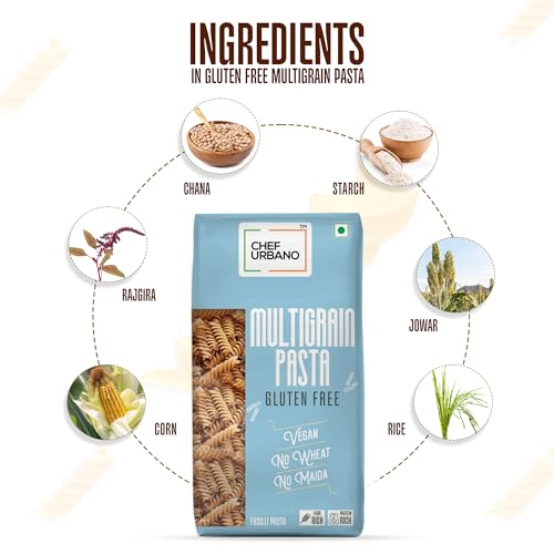Image of Chef Urbano Gluten Free Multigrain Fusilli Pasta 250 Gms Pack of 2 | No Maida | No Wheat | No Transfat | Healthy Pasta | High Fibre | High Protein