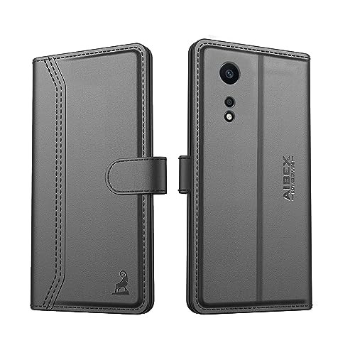 Image of AIBEX Compatible for Oppo A58 4G Flip Cover Leather Finish | Inside TPU with Card Pockets | Wallet Stand | Complete Protection Flip Case - Black