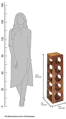 Image of Amazon Brand - Solimo Inuva Solid Sheesham Wood Wine Rack, Natural Finish, Capacity of 5 Bottles