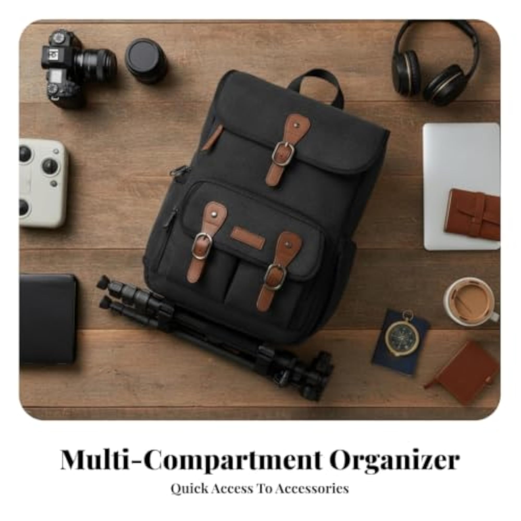 Canvas Camera Bag Backpack, Anti-Theft Design