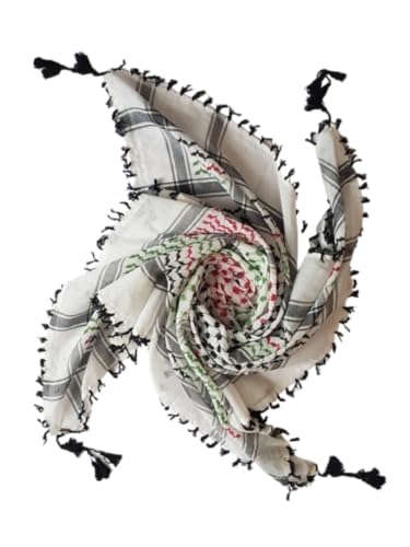 MILSPEC SURPLUS Shemagh Scarf Cotton Arab Head Cover Desert Palestinian Keffiyeh Tactical Army Scarf Hand Made (Palestinian/Multi Colour)